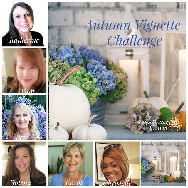 Autumn Home Vignette Challenge. Share NOW #vignette #challenge #fallchallenge #pumpkins #eclecticredbarn