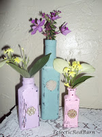 painted bottles with pearls, how to paint bottles, repurposed old bottles