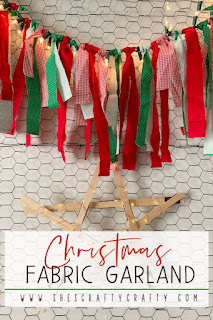 Lighted Fabric Garland for Christmas |  Make this festive garland for Christmas with fabric scraps and a strand of lights