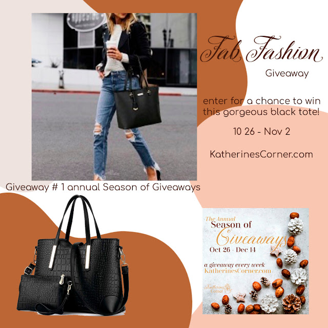 Katherines Corner Season of Giveaways - Share NOW. Fab Fashion Tote. #giveaway #eclecticredbarn #katherinescorner