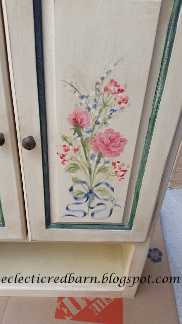 Eclectic Red Barn: Flowers on Curbside Cabinet