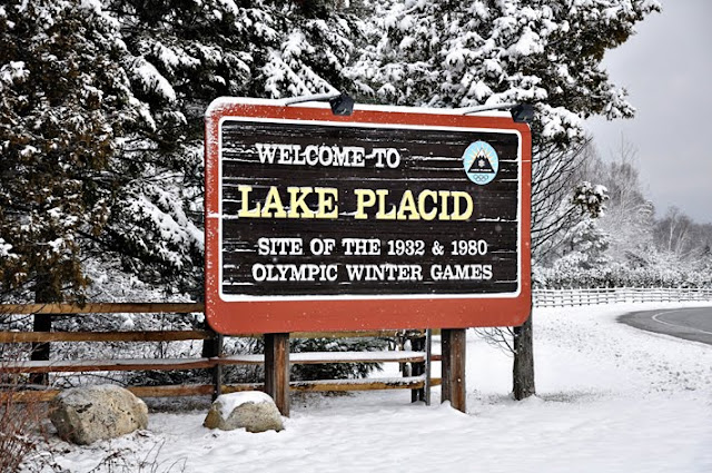 Eclectic Red Barn: Lake Placid Sign with all the snow