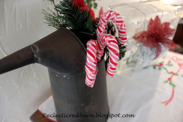 Eclectic Red Barn. Share NOW. #candycanes #christmasdecor #eclecticredbarn  Fabric Covered Candy Canes Decor