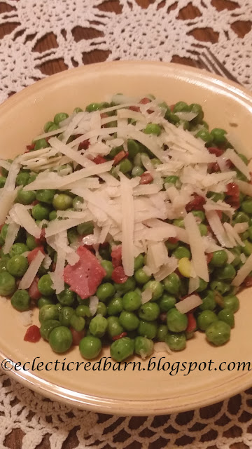 Eclectic Red Barn: Peas and Pancetta with Parmesan Cheese
