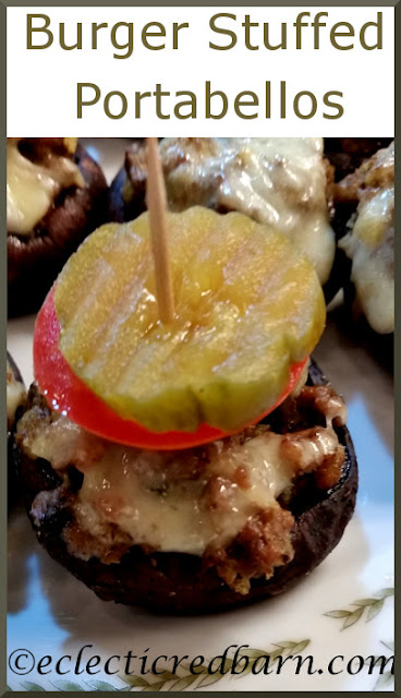Burger Stuffed Portobello Mushrooms. Share NOW. #easydinner #dinner #appertizer #eclecticredbarn Burger Stuffed Portobello Mushrooms. Share NOW. #easydinner #dinner #appertizer #eclecticredbarn