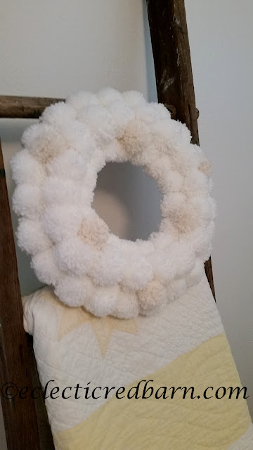 Pom pom wreath. Share NOW. #decor #wreaths #pompoms #eclecticredbarn