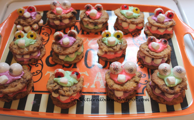 Halloween Monster Cookies. Share NOW #halloween #cookies #halloweentreats #eclecticredbarn