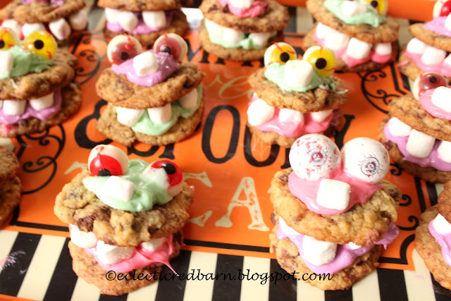 Halloween Monster Cookies. Share NOW #halloween #cookies #halloweentreats #eclecticredbarn