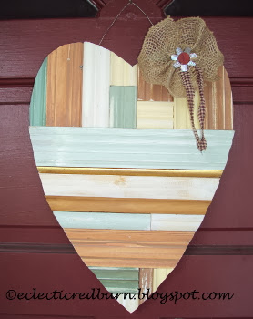 Valentine from Scrap Trim Pieces. Share NOW. #valentine, #valentinedecor, #eclecticredbarn