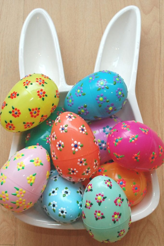 DIY puffy paint floral Easter eggs