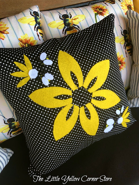 sunflowers and bees pillow