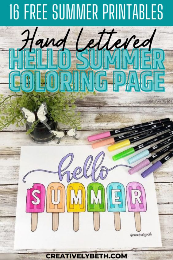 hello summer coloring page